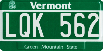 VT license plate LQK562