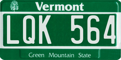 VT license plate LQK564