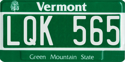 VT license plate LQK565