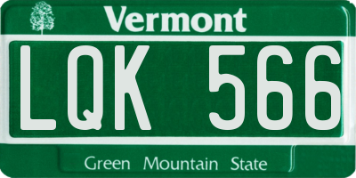 VT license plate LQK566