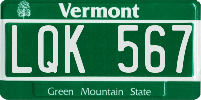 VT license plate LQK567