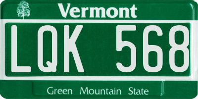 VT license plate LQK568