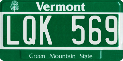 VT license plate LQK569