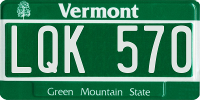 VT license plate LQK570