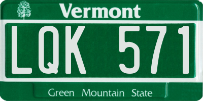 VT license plate LQK571