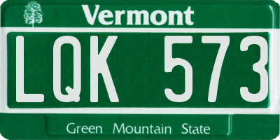 VT license plate LQK573