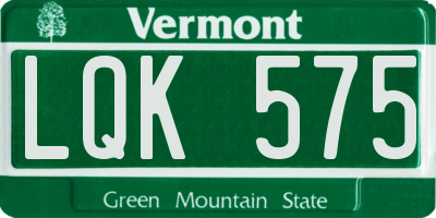 VT license plate LQK575