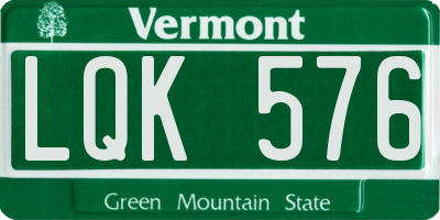 VT license plate LQK576