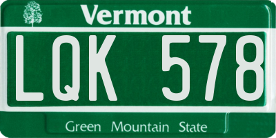 VT license plate LQK578