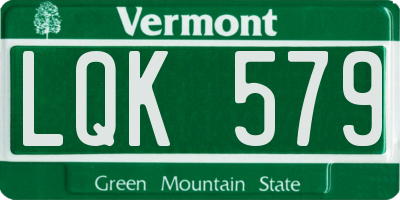VT license plate LQK579