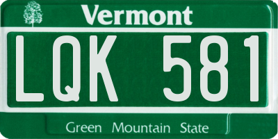 VT license plate LQK581