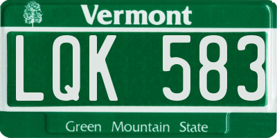 VT license plate LQK583