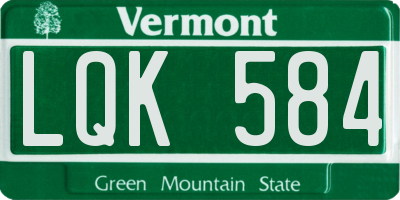 VT license plate LQK584