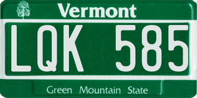 VT license plate LQK585