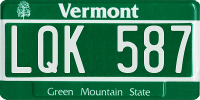 VT license plate LQK587
