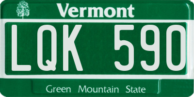 VT license plate LQK590