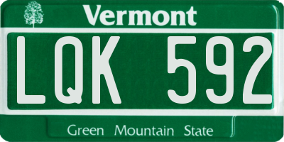 VT license plate LQK592