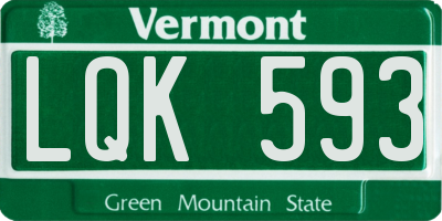 VT license plate LQK593