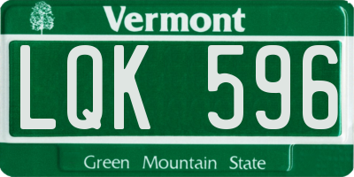 VT license plate LQK596
