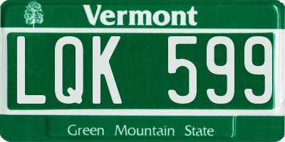 VT license plate LQK599