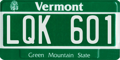 VT license plate LQK601