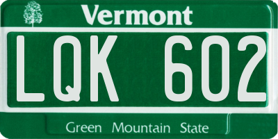 VT license plate LQK602