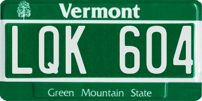 VT license plate LQK604