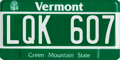 VT license plate LQK607