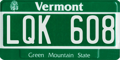 VT license plate LQK608