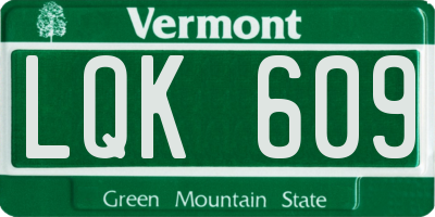 VT license plate LQK609