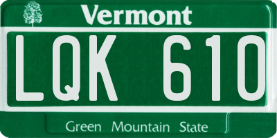 VT license plate LQK610
