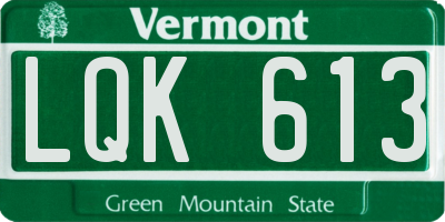 VT license plate LQK613