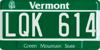 VT license plate LQK614