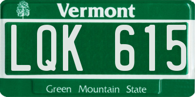 VT license plate LQK615