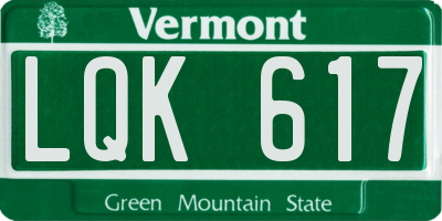 VT license plate LQK617