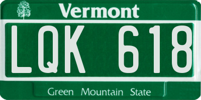 VT license plate LQK618