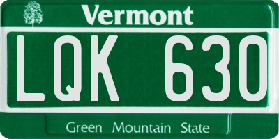 VT license plate LQK630