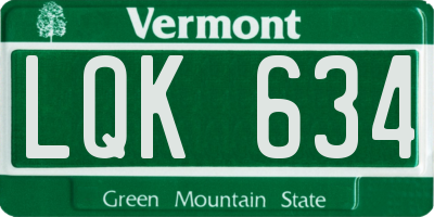 VT license plate LQK634