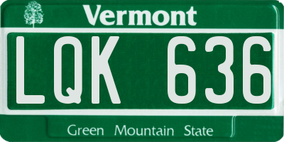 VT license plate LQK636
