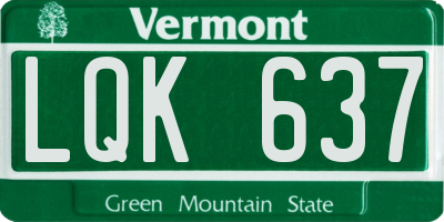 VT license plate LQK637