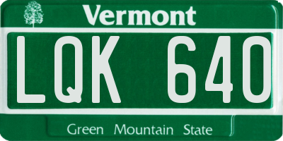 VT license plate LQK640