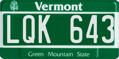 VT license plate LQK643