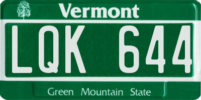 VT license plate LQK644