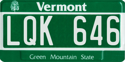 VT license plate LQK646