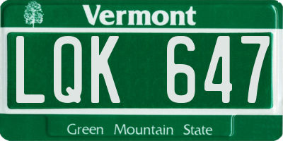 VT license plate LQK647