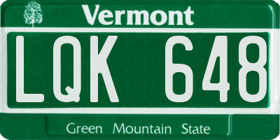 VT license plate LQK648