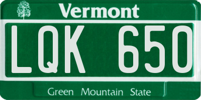 VT license plate LQK650