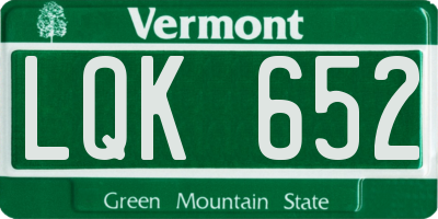 VT license plate LQK652