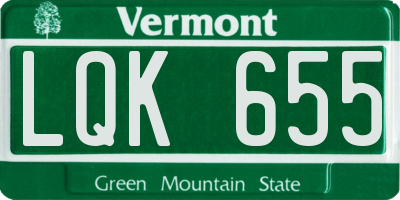 VT license plate LQK655