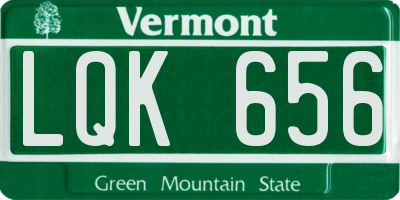 VT license plate LQK656